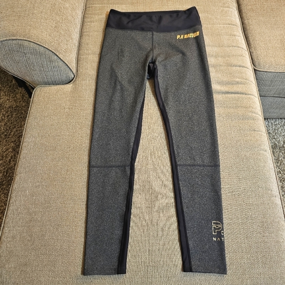 P.E. Nation Charcoal Gray Black Gym Yoga Athletic Sporty Leggings Size XL